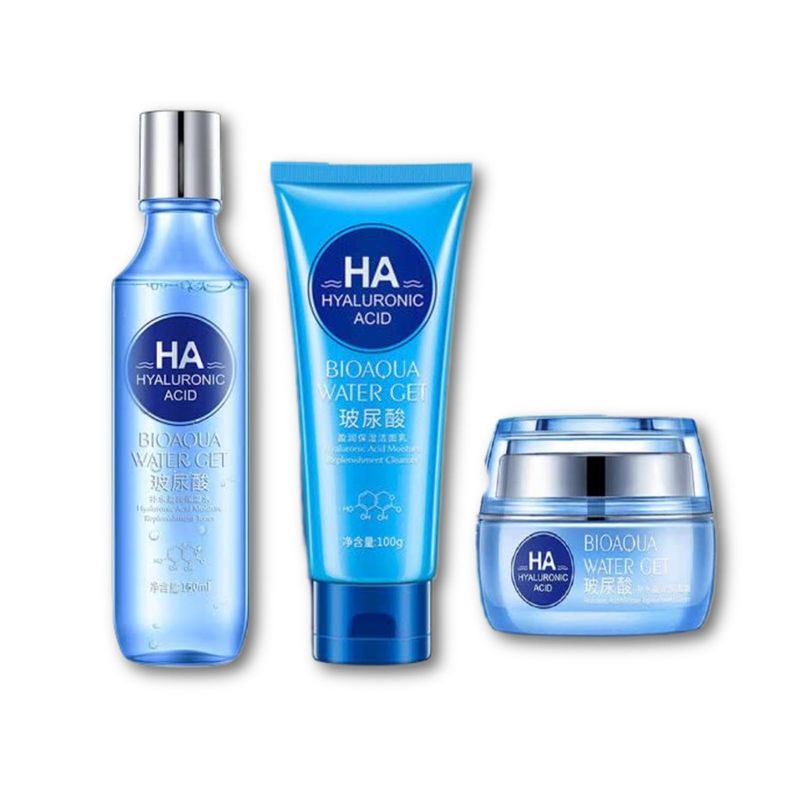 BIOAQUA - Jabón Facial + Crema Hidratante + Tónico Facial de Ácido Hialurónico