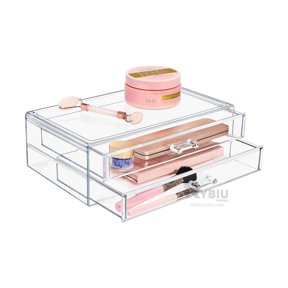 RYBIU IMPORT - Organizador con 2 Cajones Transparente Y+Gift MiniAgenda