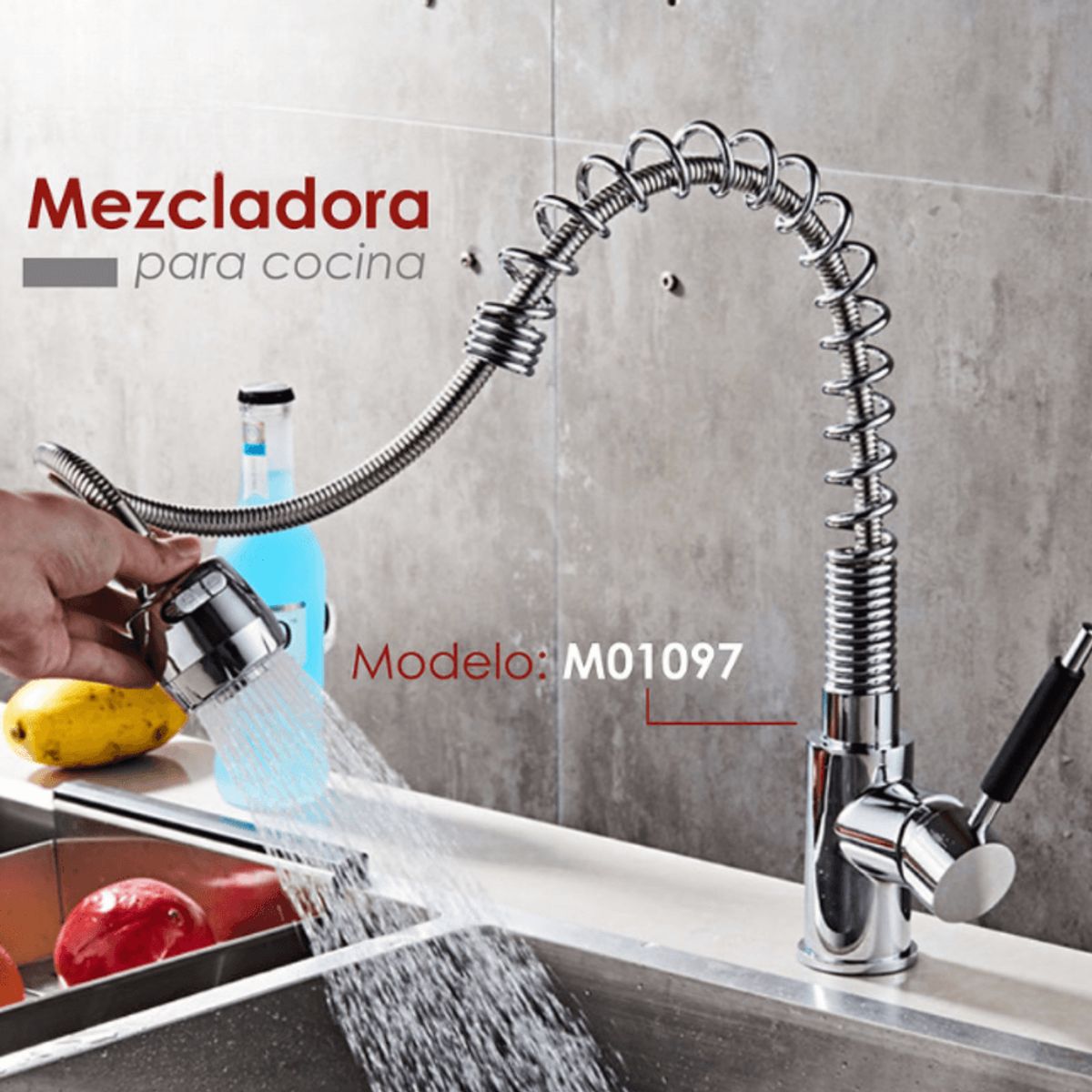 GENERICO - Mescladora tipo Ganso  para Cocina en Bronce Cromado