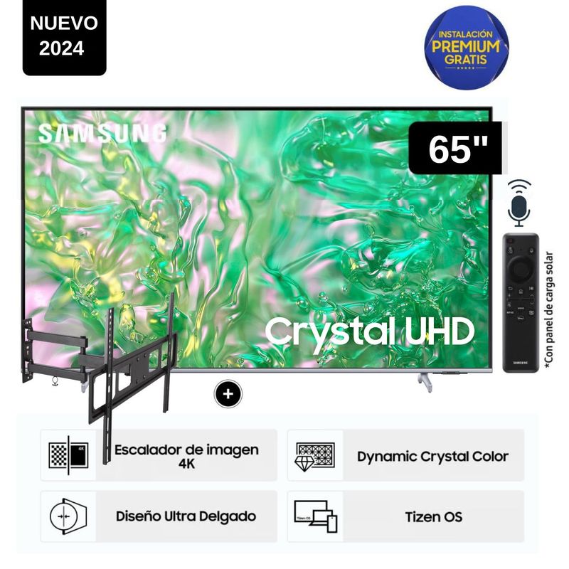 SAMSUNG - Televisor Samsung LED Smart TV 65 Crystal UHD 4K- UN65DU8200GXPE + Rack Giratorio
