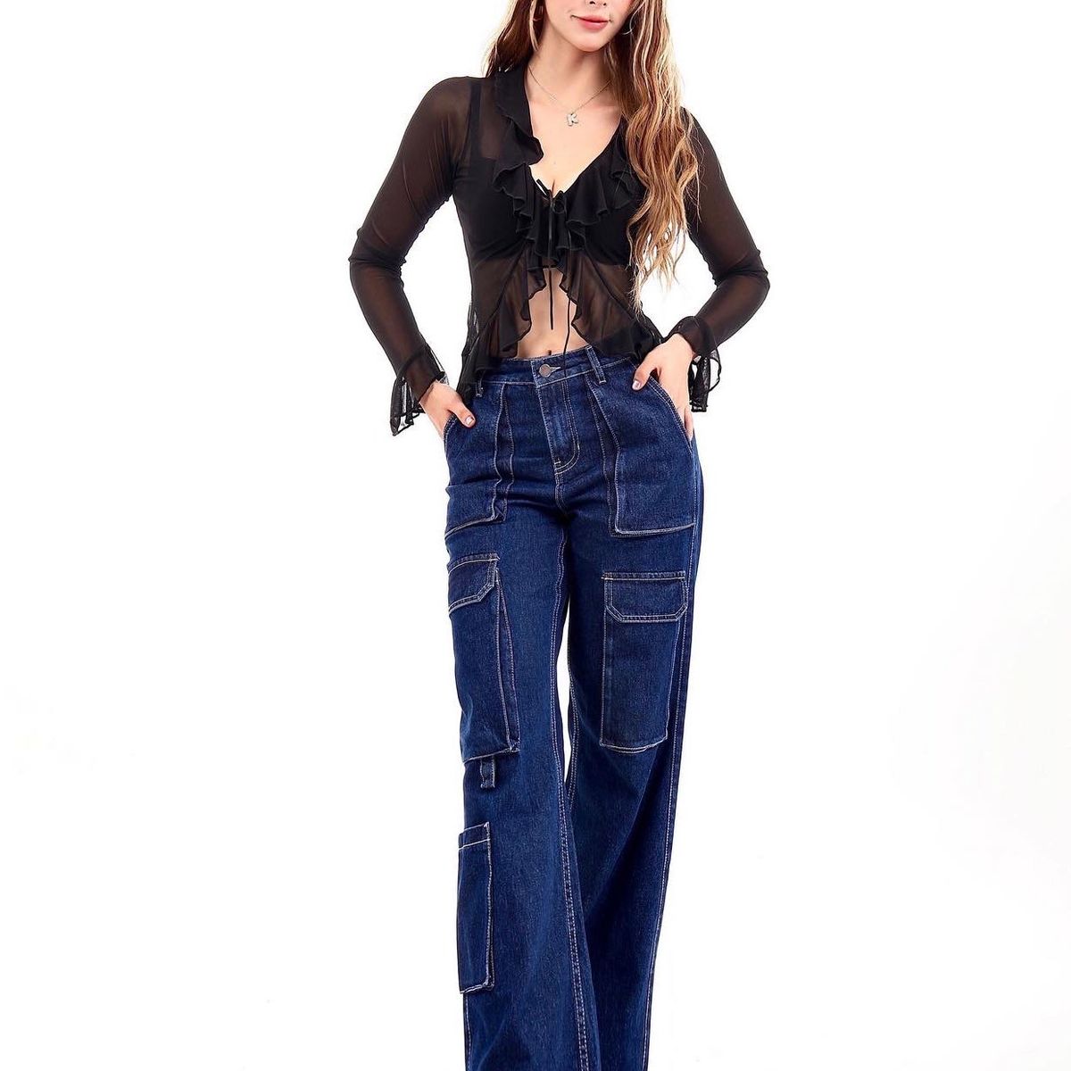 KATE LARRAIN - Pantalón Jean Cargo mujer Moss