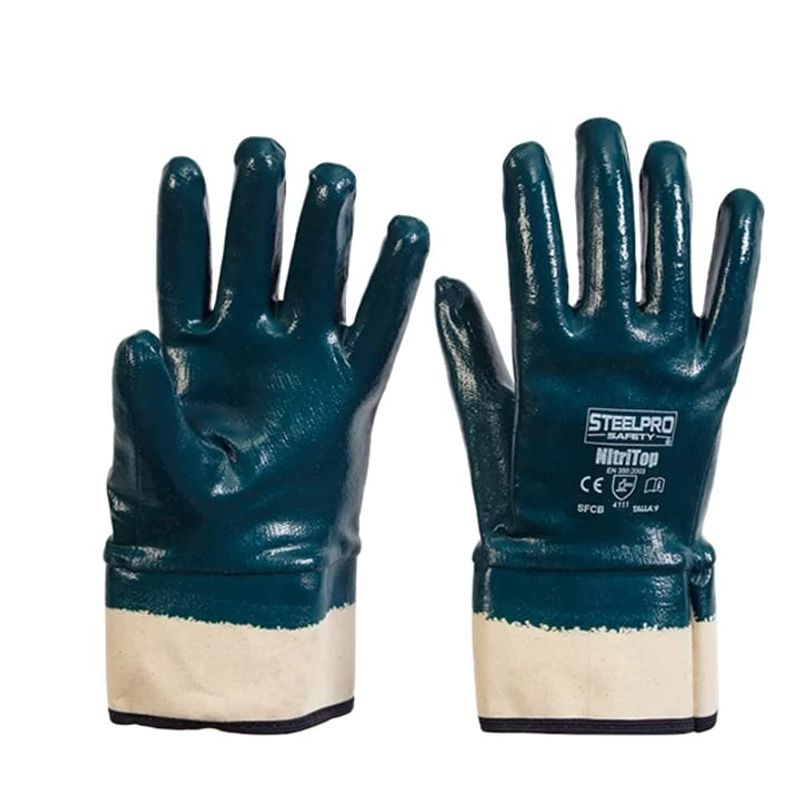 STEELPRO - GUANTE NITRILO LISO PUÑO SEGURIDAD NITRITOP