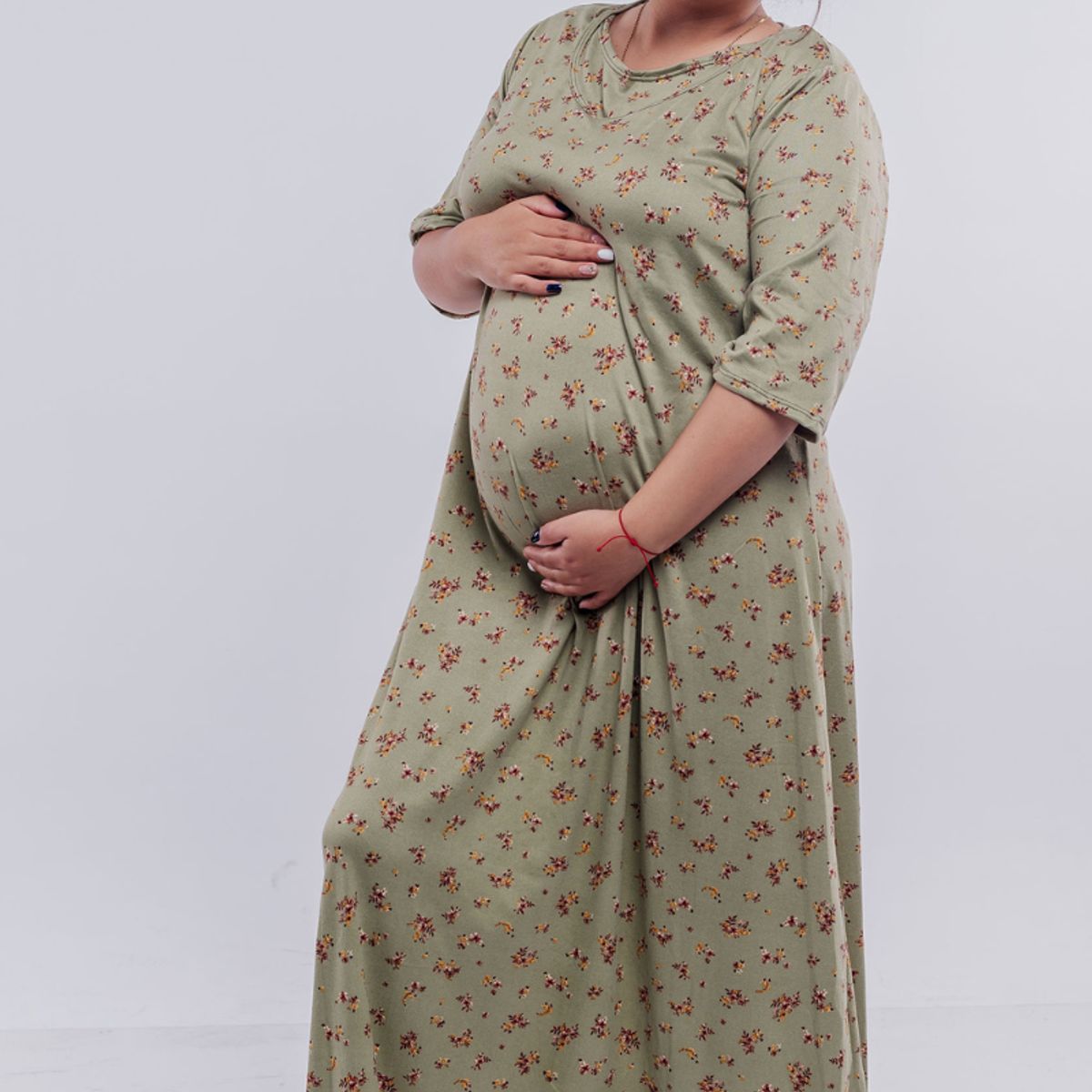 GENERICO - Vestido Maternal Venecia Lactancia FloreadoVerde