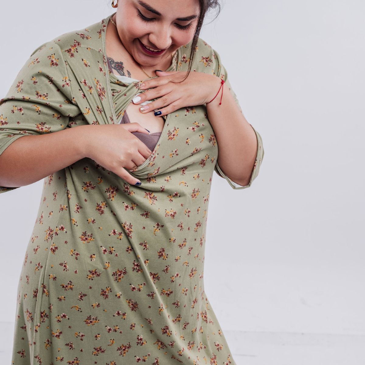 GENERICO - Vestido Maternal Venecia Lactancia FloreadoVerde