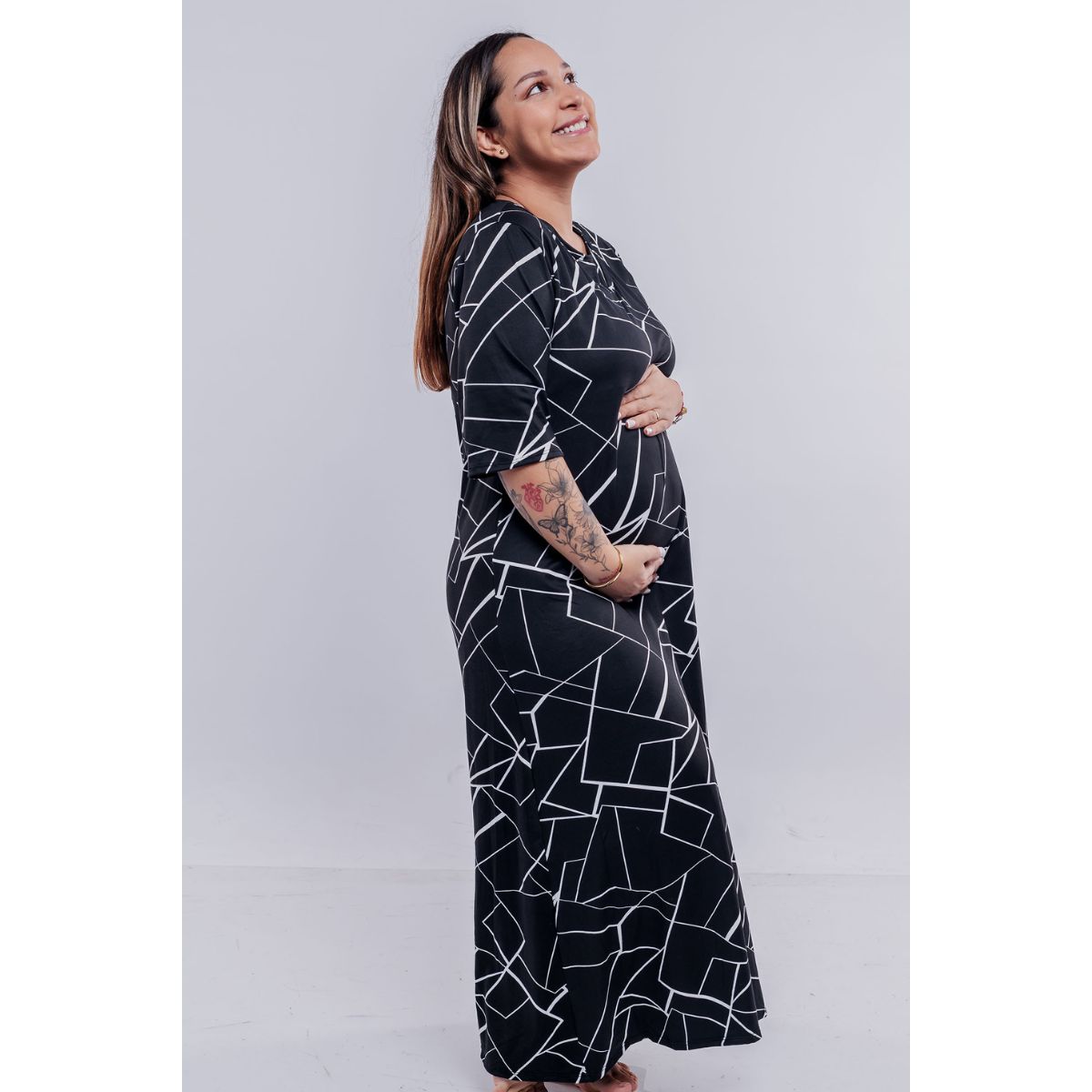 GENERICO - Vestido Maternal Venecia Lactancia RayadoNegro