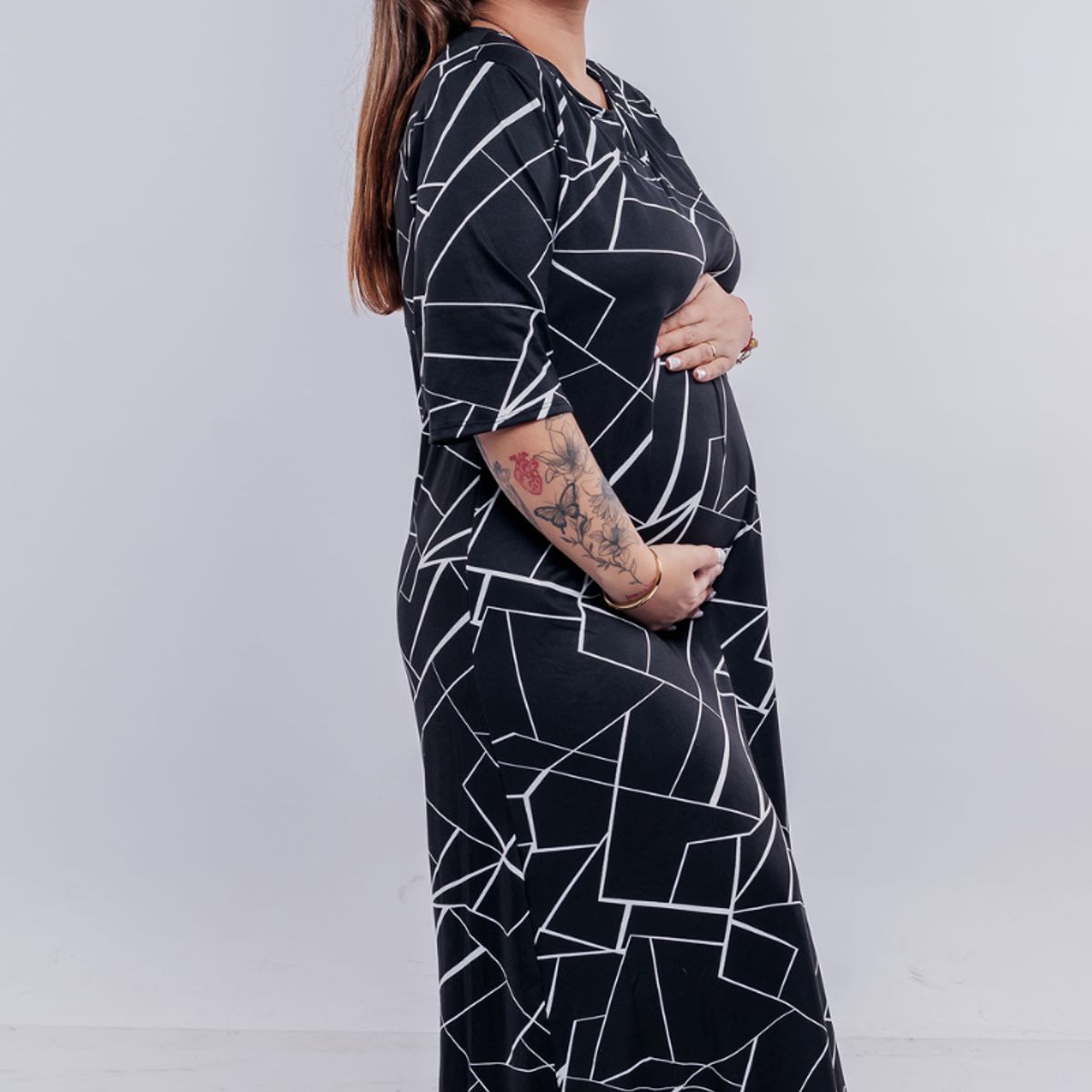 GENERICO - Vestido Maternal Venecia Lactancia RayadoNegro