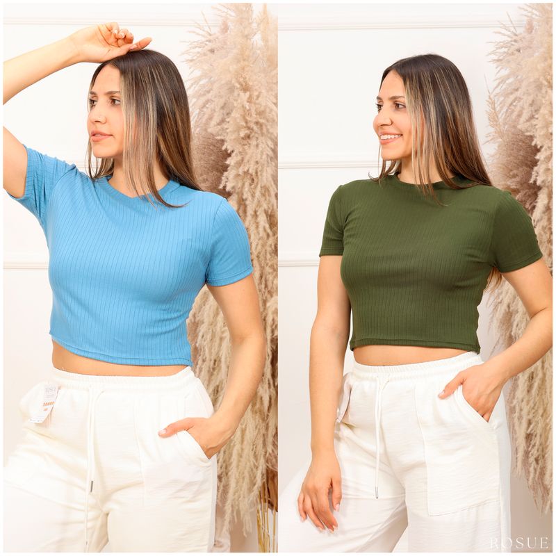 ROSUE - Polo top básico Rib Genesis Pack x2