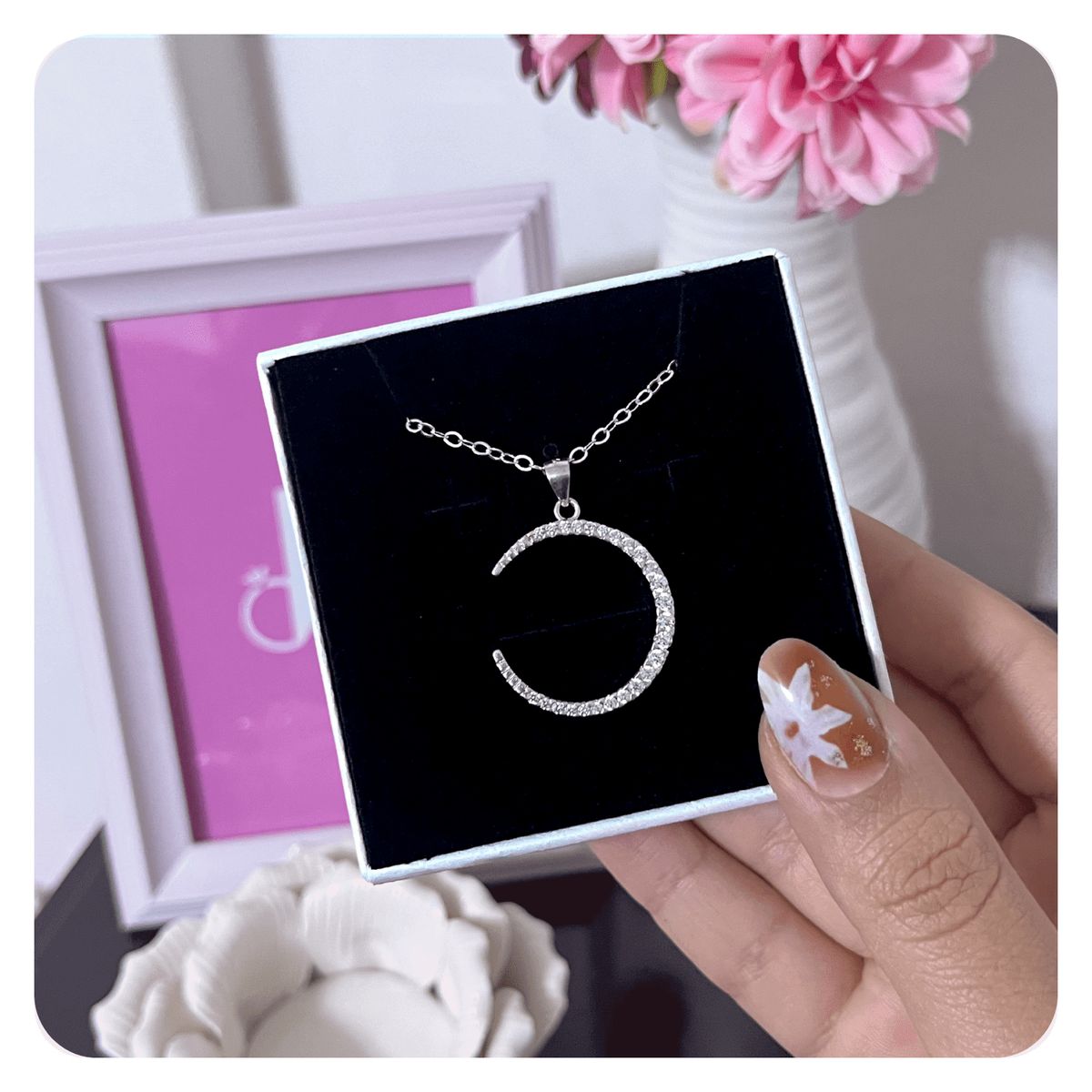 GENERICO - Collar Mujer Luna Circones Regalo Novia Joya Plata 925