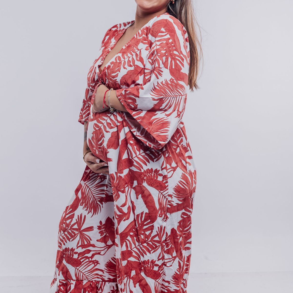 GENERICO - Vestido Maternal Victoria Lactancia FloreadoNaranja