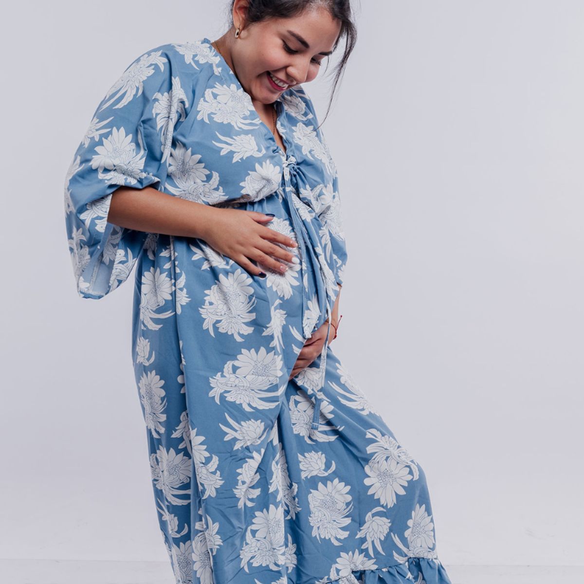 GENERICO - Vestido Maternal Victoria Lactancia FloreadoCeleste