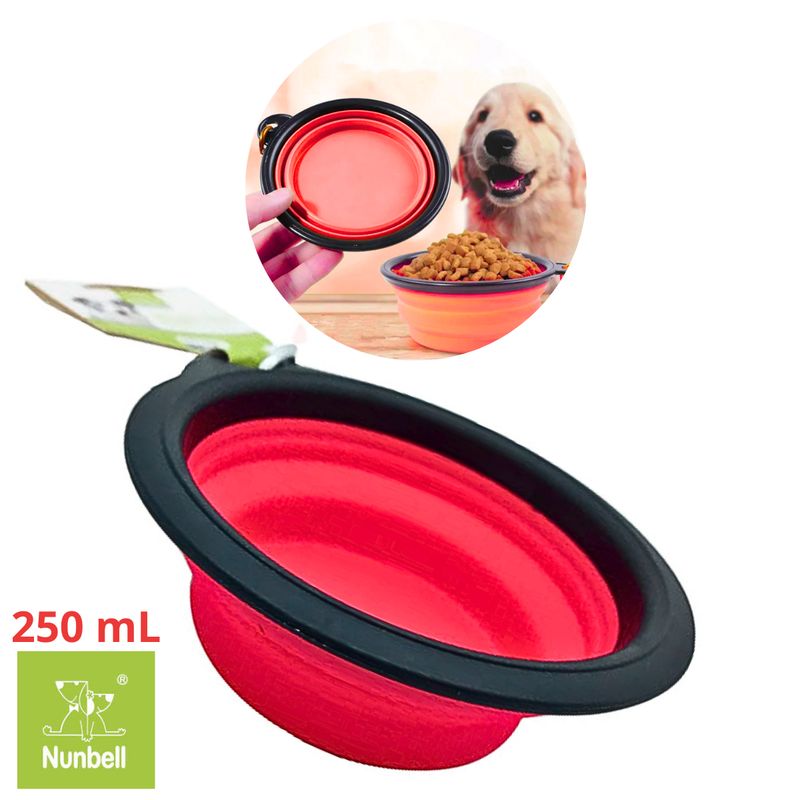 GENERICO - PLATO PORTATIL PLEGABLE MASCOTA NUNBEL-CORAL 250 ML