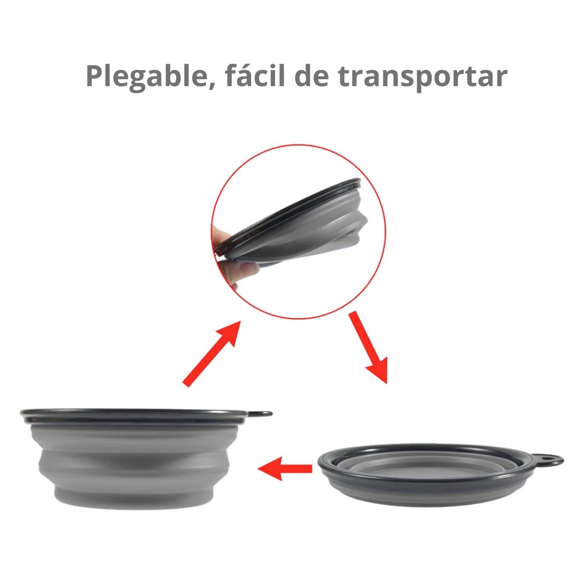 GENERICO - PLATO PORTATIL PLEGABLE MASCOTA NUNBEL-PLOMO 600 ML