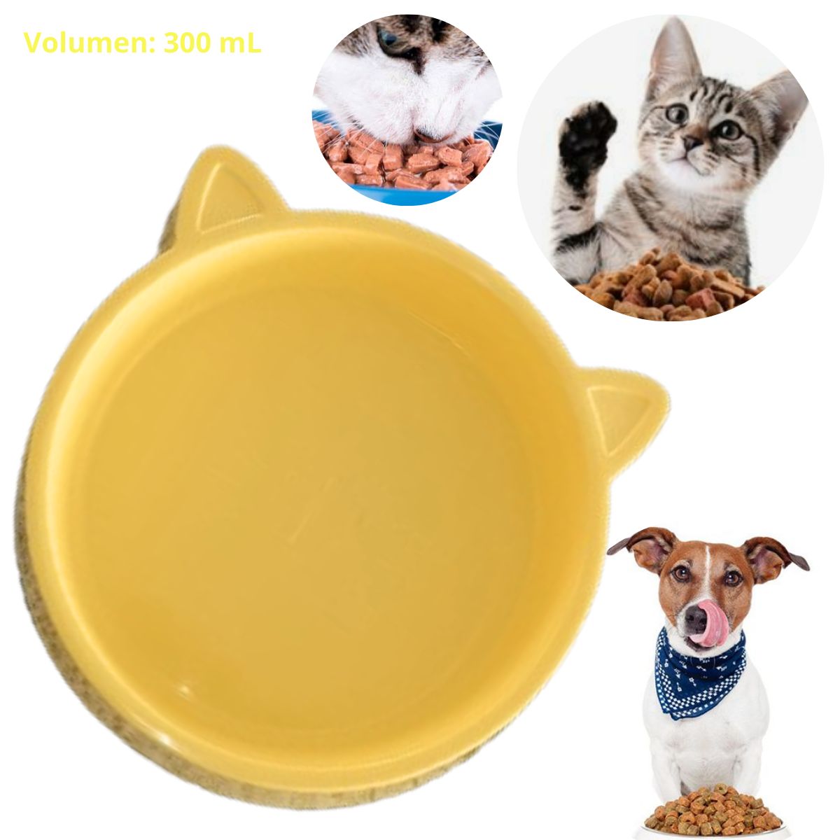 GENERICO - PLATO PARA MASCOTA OREJITAS AMARILLO x 300 ML