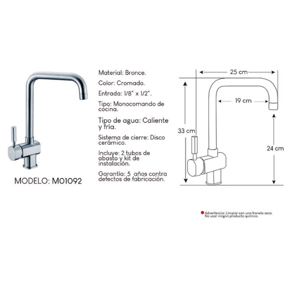 XM - Mescladora tipo Ganso  para Cocina en Bronce Cromado