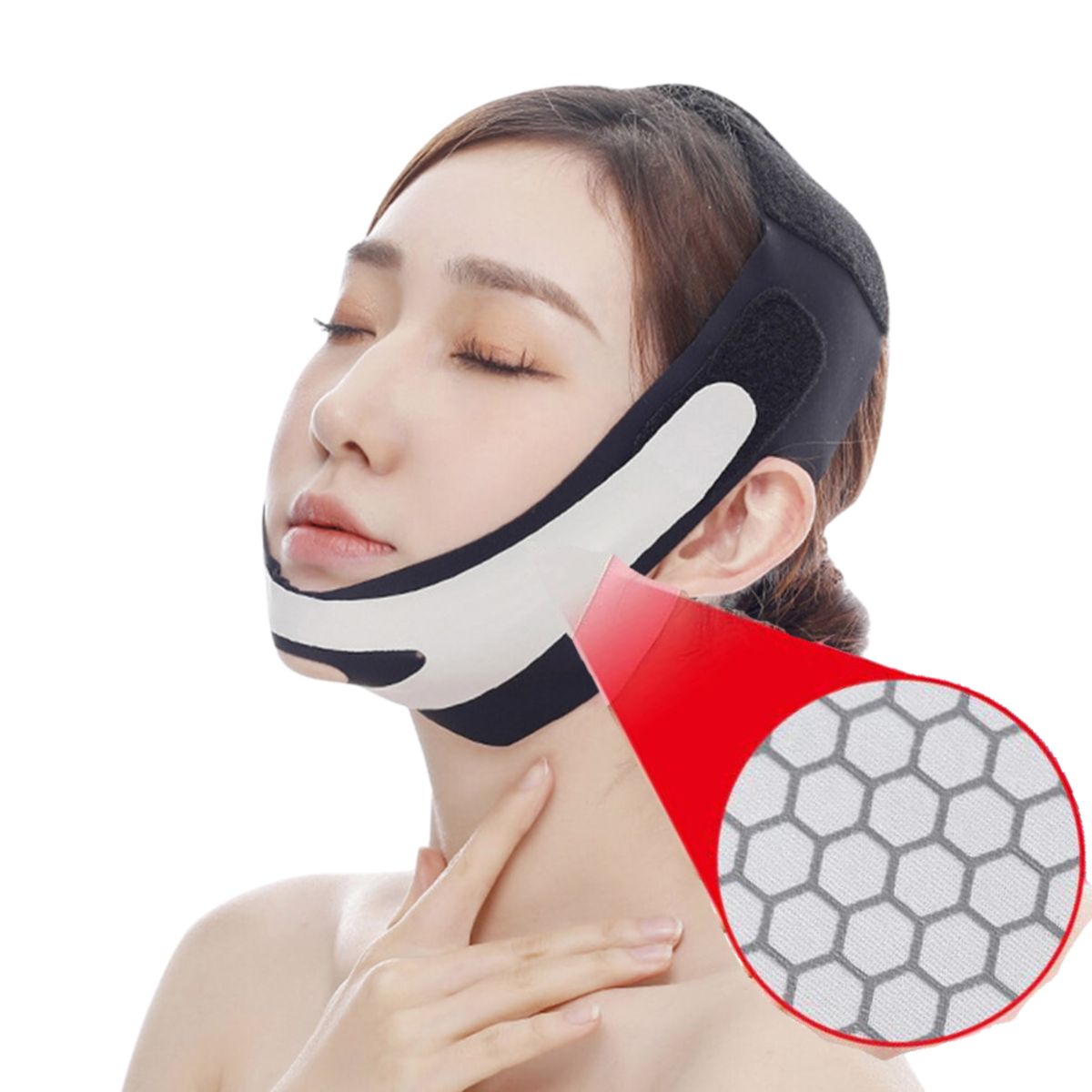 GENERICO - Faja Facial Mentonera Negro Doble Ajuste Mejorado