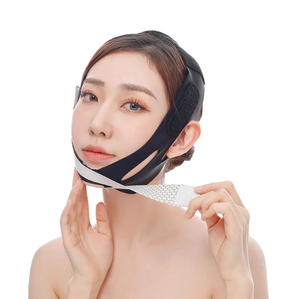 GENERICO - Faja Facial Mentonera Negro Doble Ajuste Mejorado