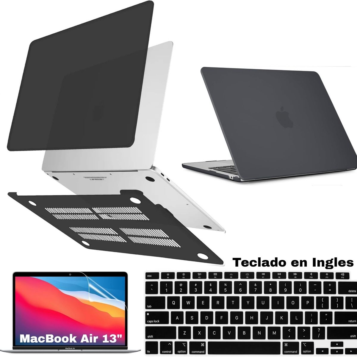 GENERICO - case + mica + cobertor teclado Macbook Air 13 M1 A2337 A2179 A1932