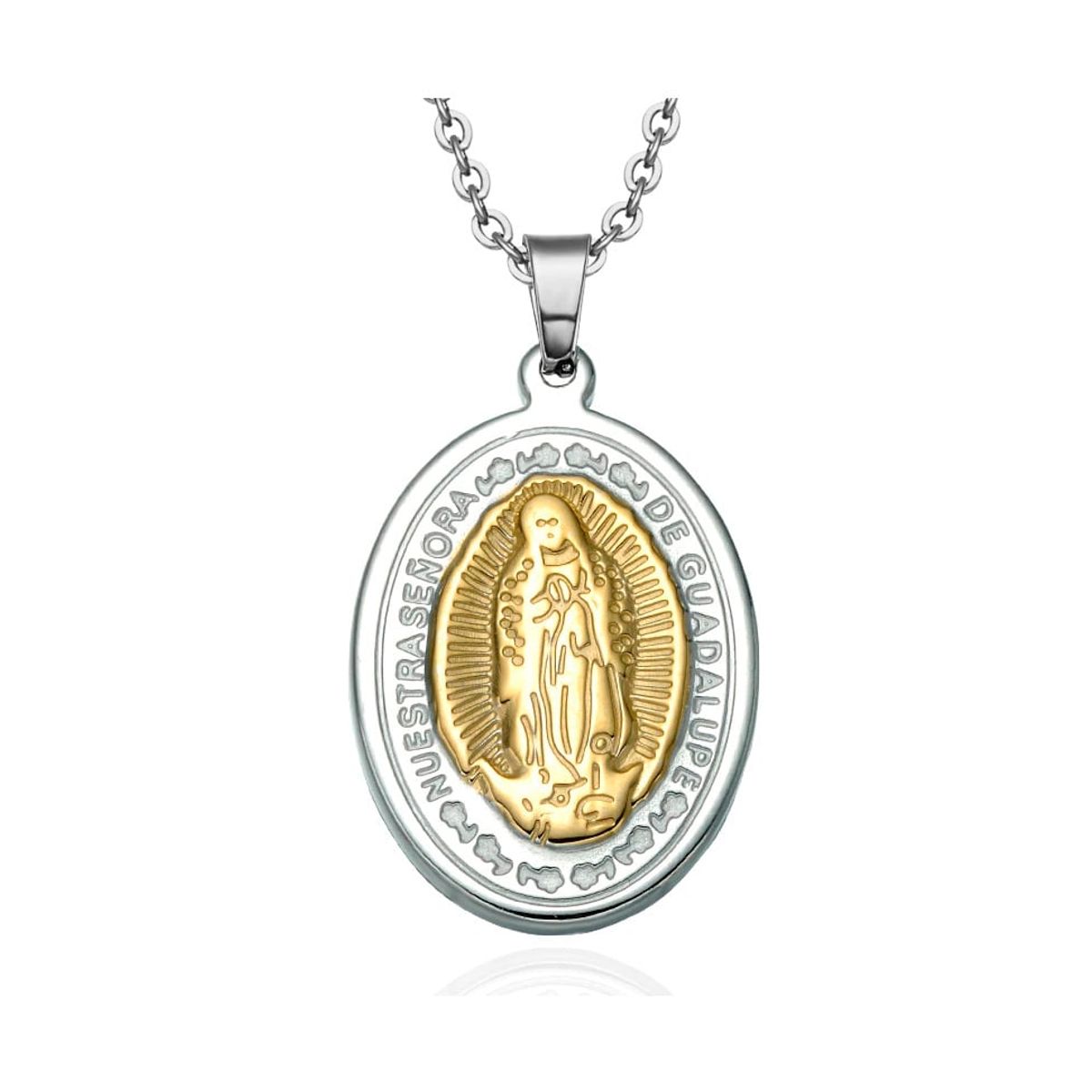 GENERICO - Collar medalla católica de la virgen de guadalupe de acero inoxidable