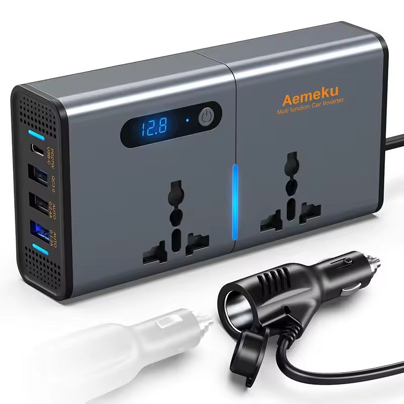 GENERICO - Inversor de Corriente de 200W Pantalla LCD  Auto y Camioneta