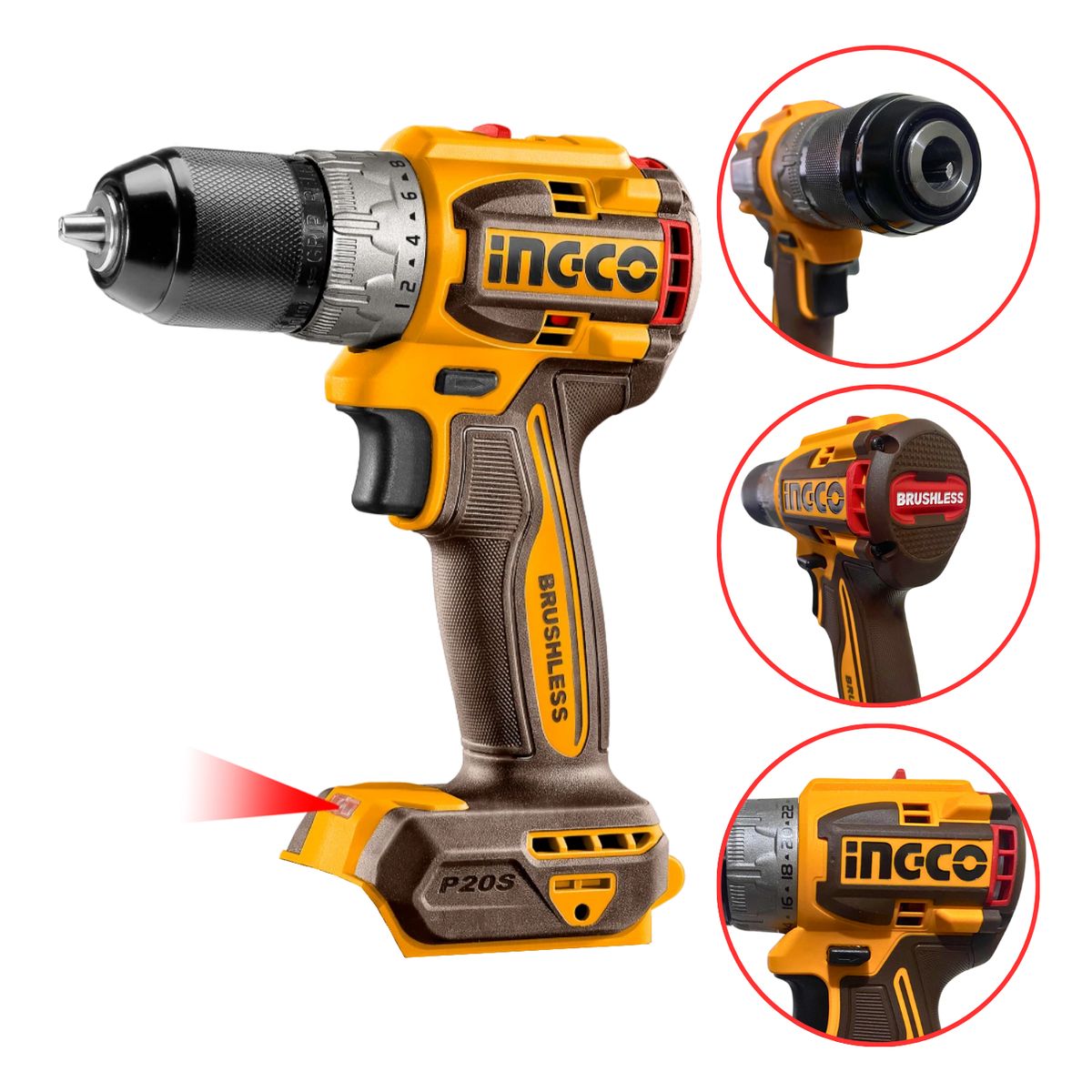 INGCO TOOLS - Combo taladro atornillador 60nm + lijadora orbital 20v Ingco