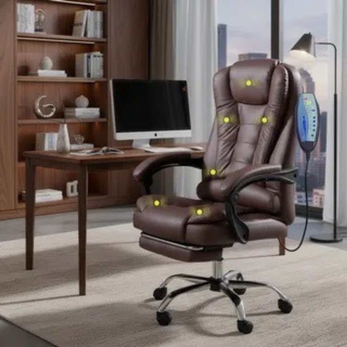 GENERICO - Silla Ergonómica Gerencial con Reclinación- 7 Masajes color Café