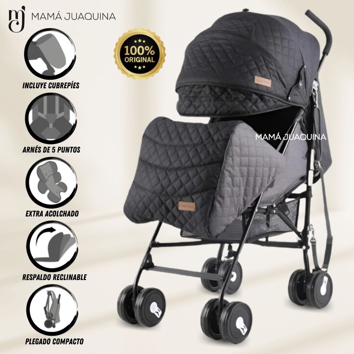 LITTLE - Coche Bastón Deportivo «BROOKLYN II» Black