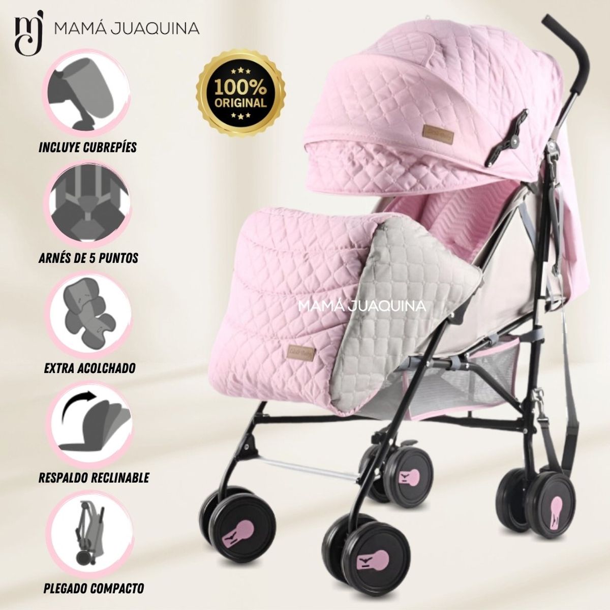 LITTLE - Coche Bastón Deportivo «BROOKLYN II» Pink