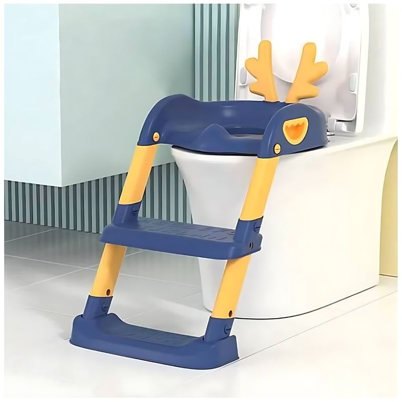 GENERICO - Asiento Baño Entrenamiento para Bebes Regulable Plegable con Escalera - Azul - M