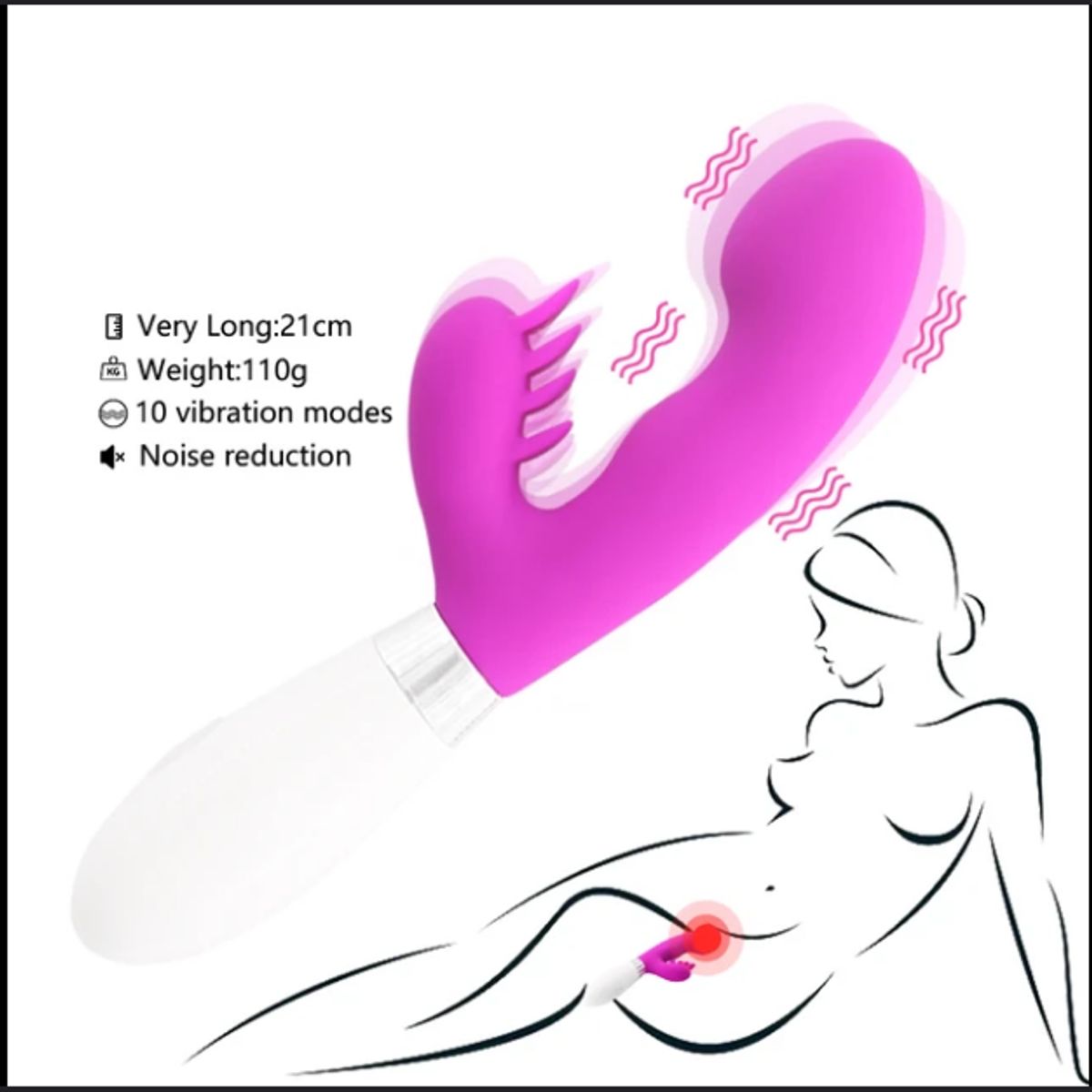 GENERICO - Consolador Vibrador Exitager Doble Sweet 30 Frec. purpura