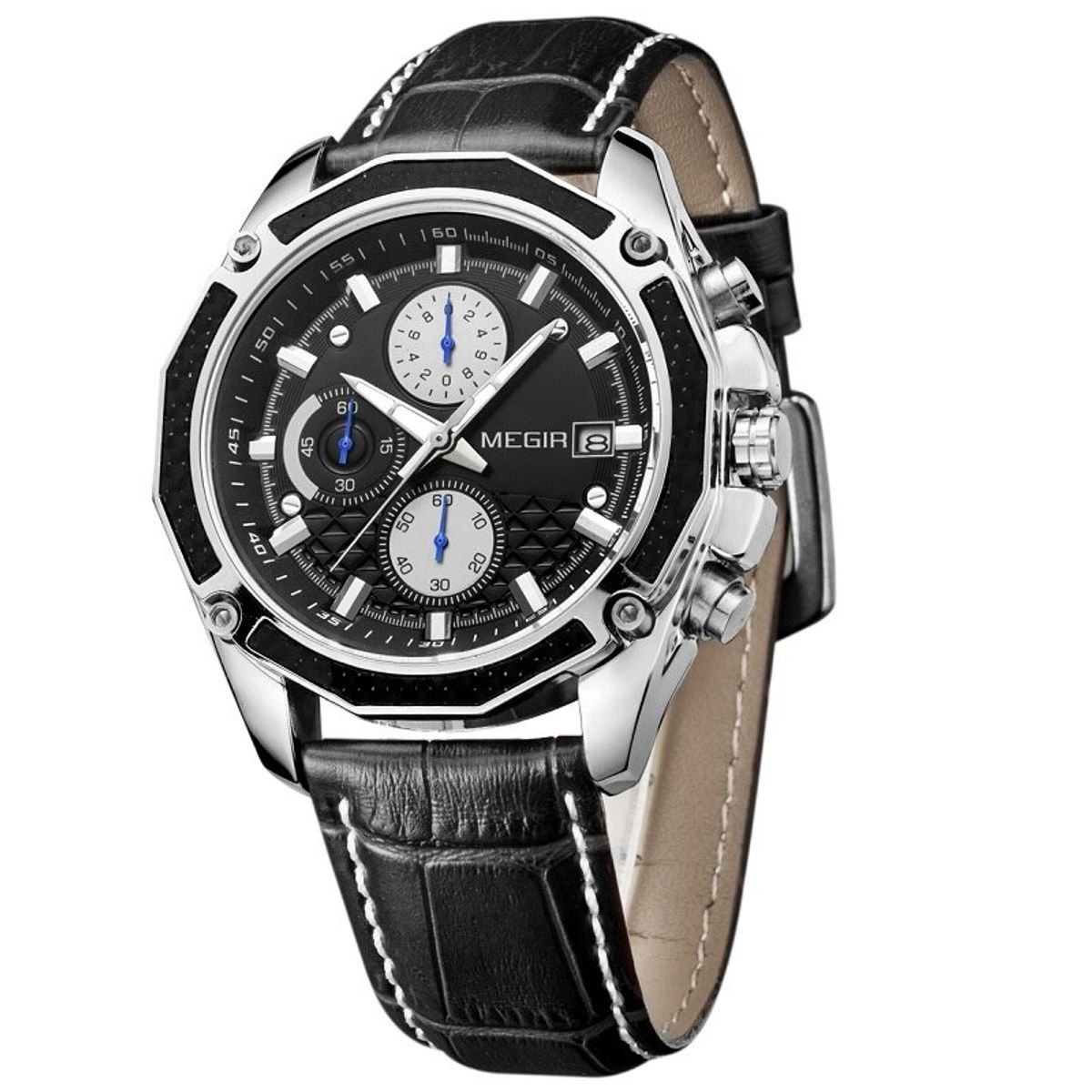 MEGIR - Reloj Hombre MEGIR MG-15 Cronografos Correa Cuero