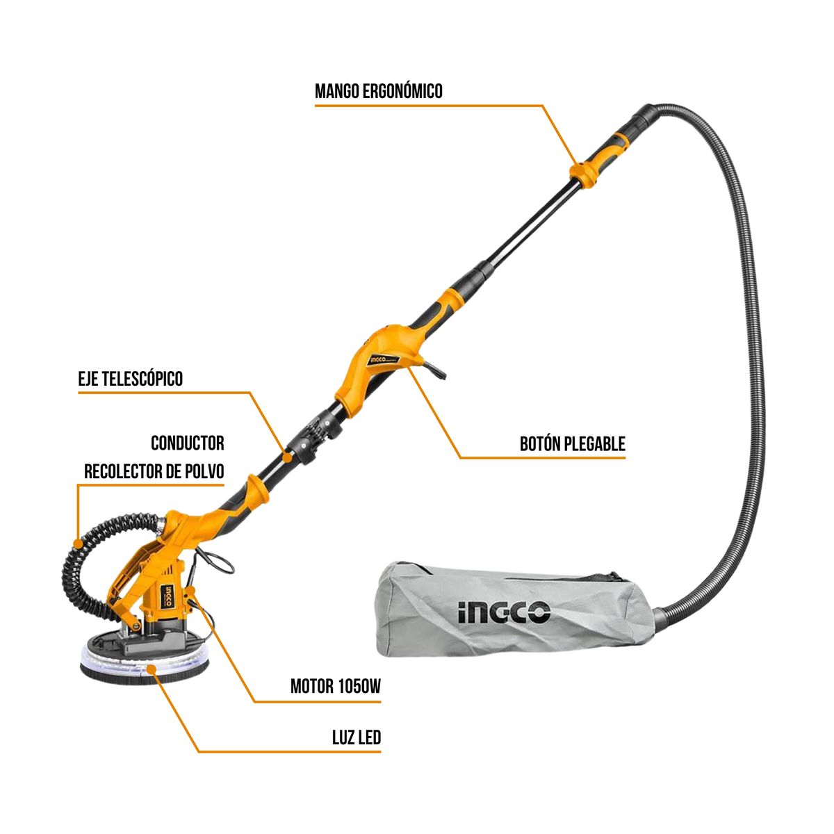 INGCO TOOLS - Combo lijadora de pared y techo + pistola para pintar Ingco