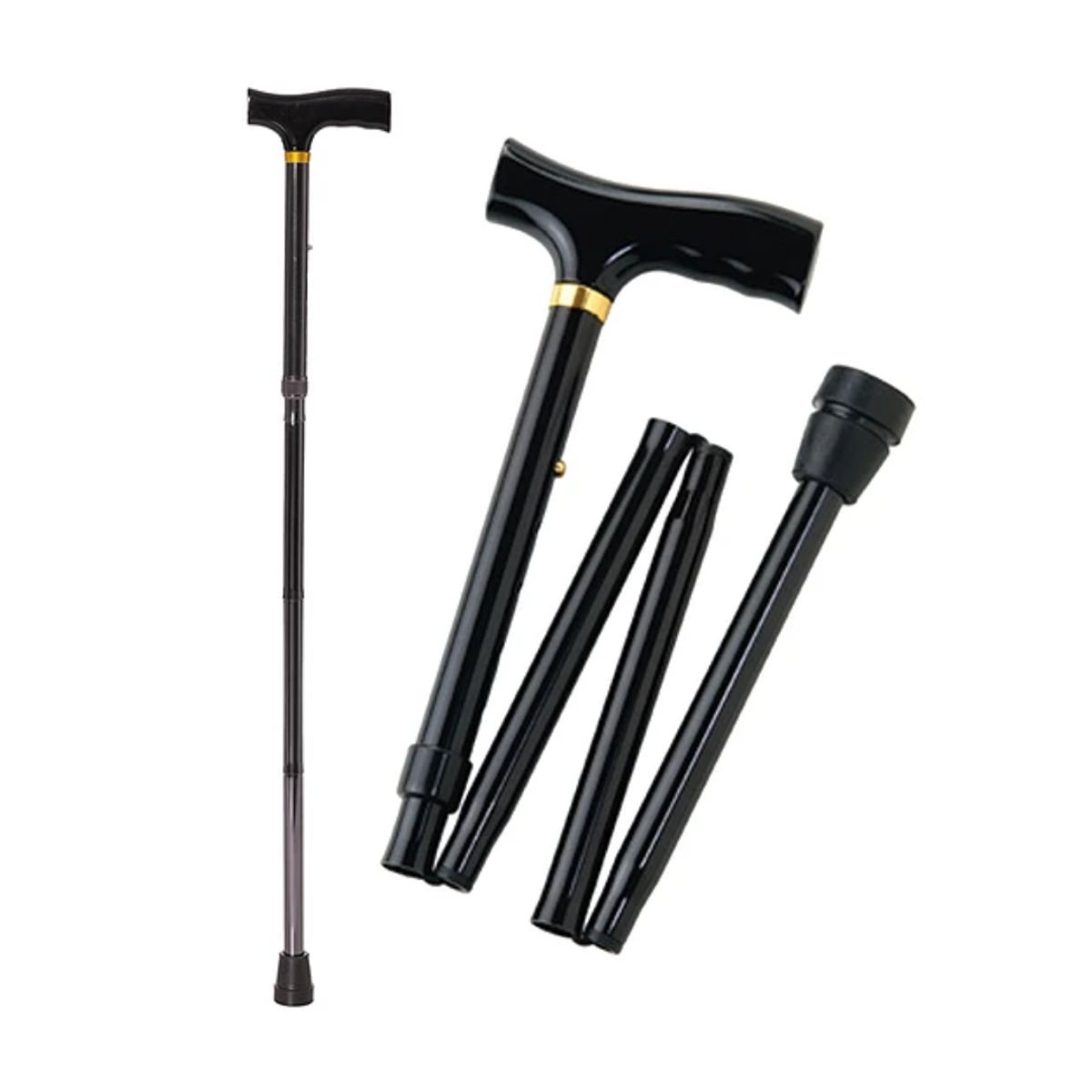 GENERICO - Bastón Plegable Ortopédico Aluminio Negro