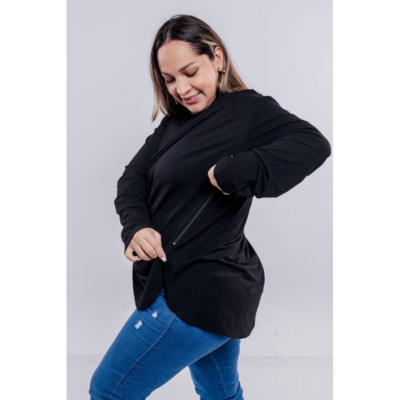 GENERICO - Polo Maternal Manga Larga Cierres Laterales Negro