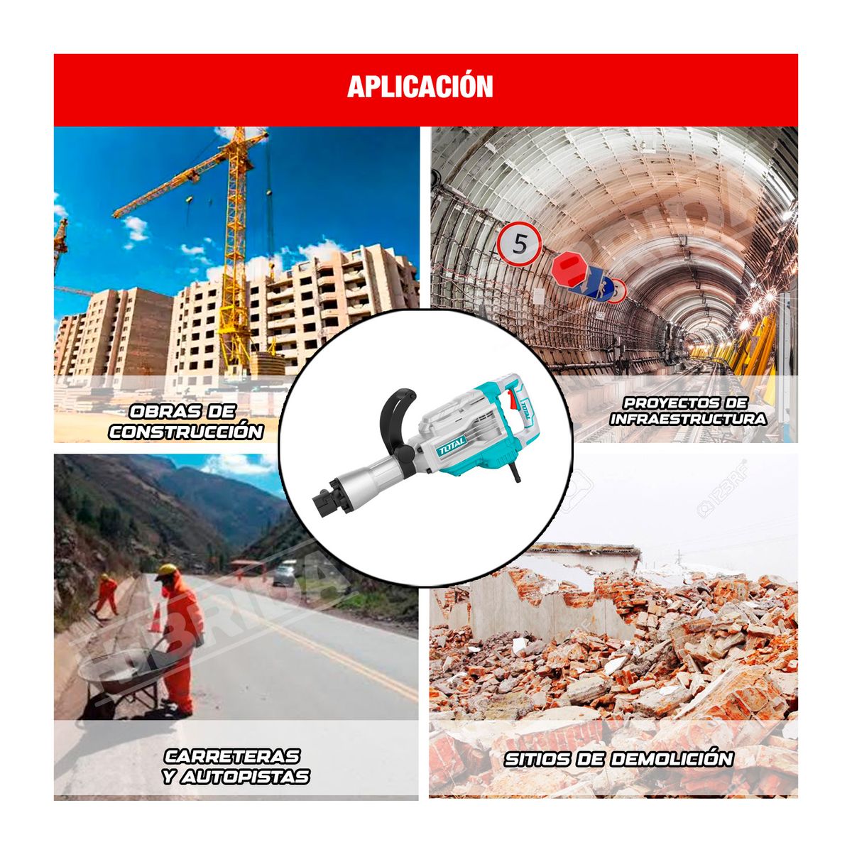 TOTAL TOOLS - DEMOLEDOR SDS 1700W HEX 45J INDUSTRIAL TH217458 TOTAL TOOLS - TH217458