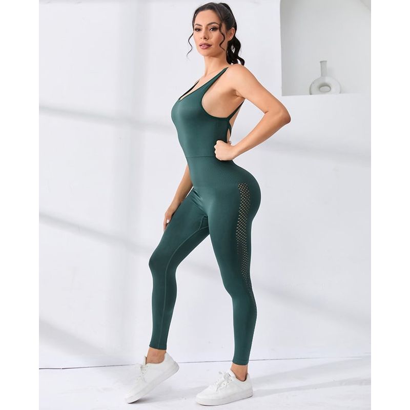 IMPORTADO MC - ENTERIZO DEPORTIVO VERDE CON ENCAJE A LOS COSTADOS