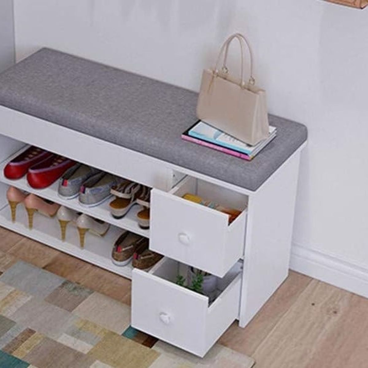 GENERICO - ZAPATERA AMY - LA CASA DEL MUEBLERO - BLANCO - TAPIZADO SOLO EN COLOR NEGRO