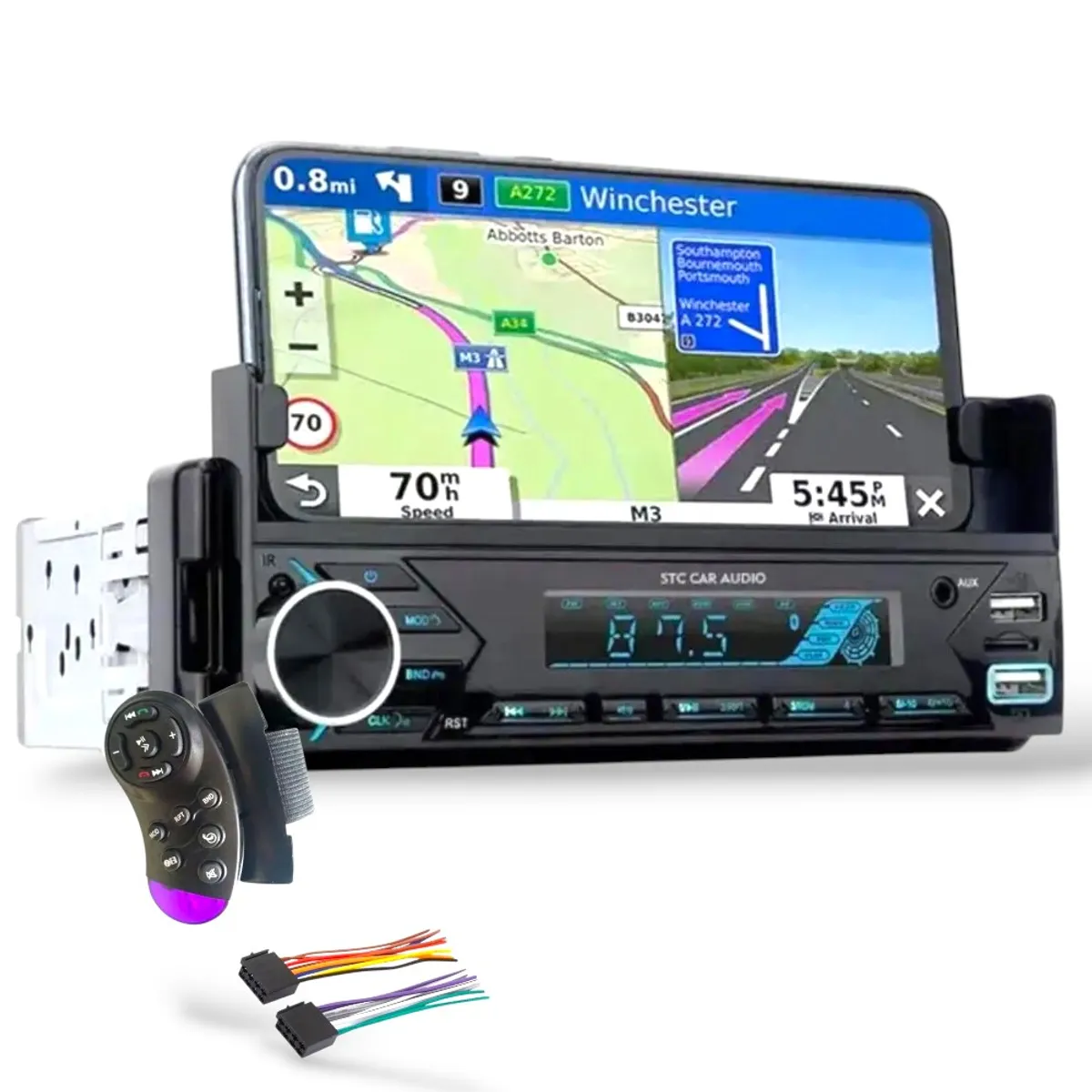 GENERICO - Autoradio 1 Din con Soporte al Celular BT/USB MP3