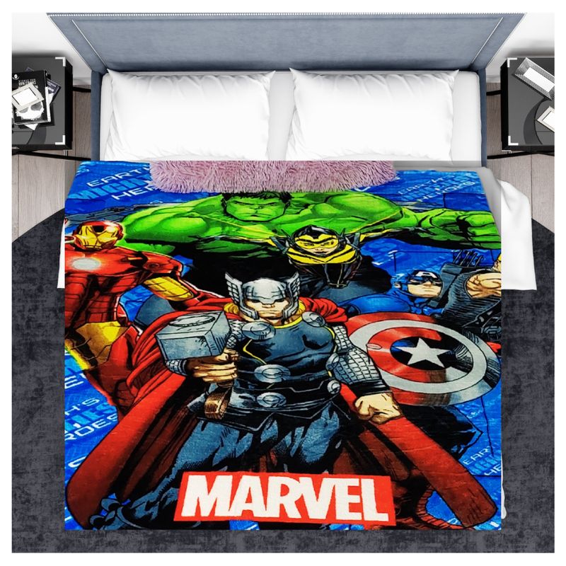 GENERICO - Manta para Niños Azul Estampado de Héroes