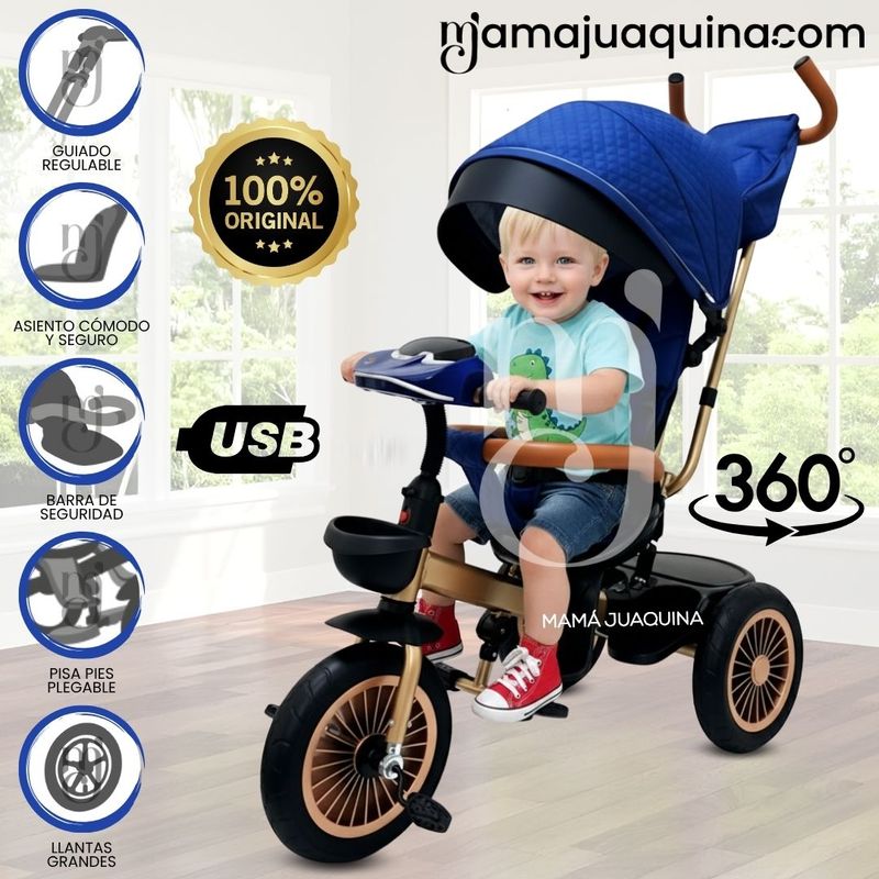 KIDS - Triciclo Guiador «LUCIAN II» con Bluetooth Blue