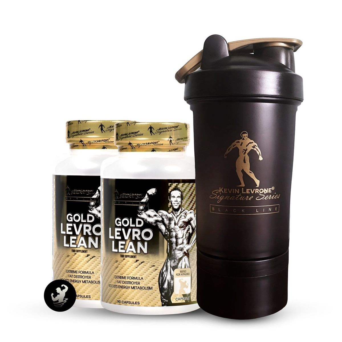 KEVIN LEVRONE - Pack x 02 Quemador de grasa Gold LevroLean Kevin Levrone - 90 caps + Shaker