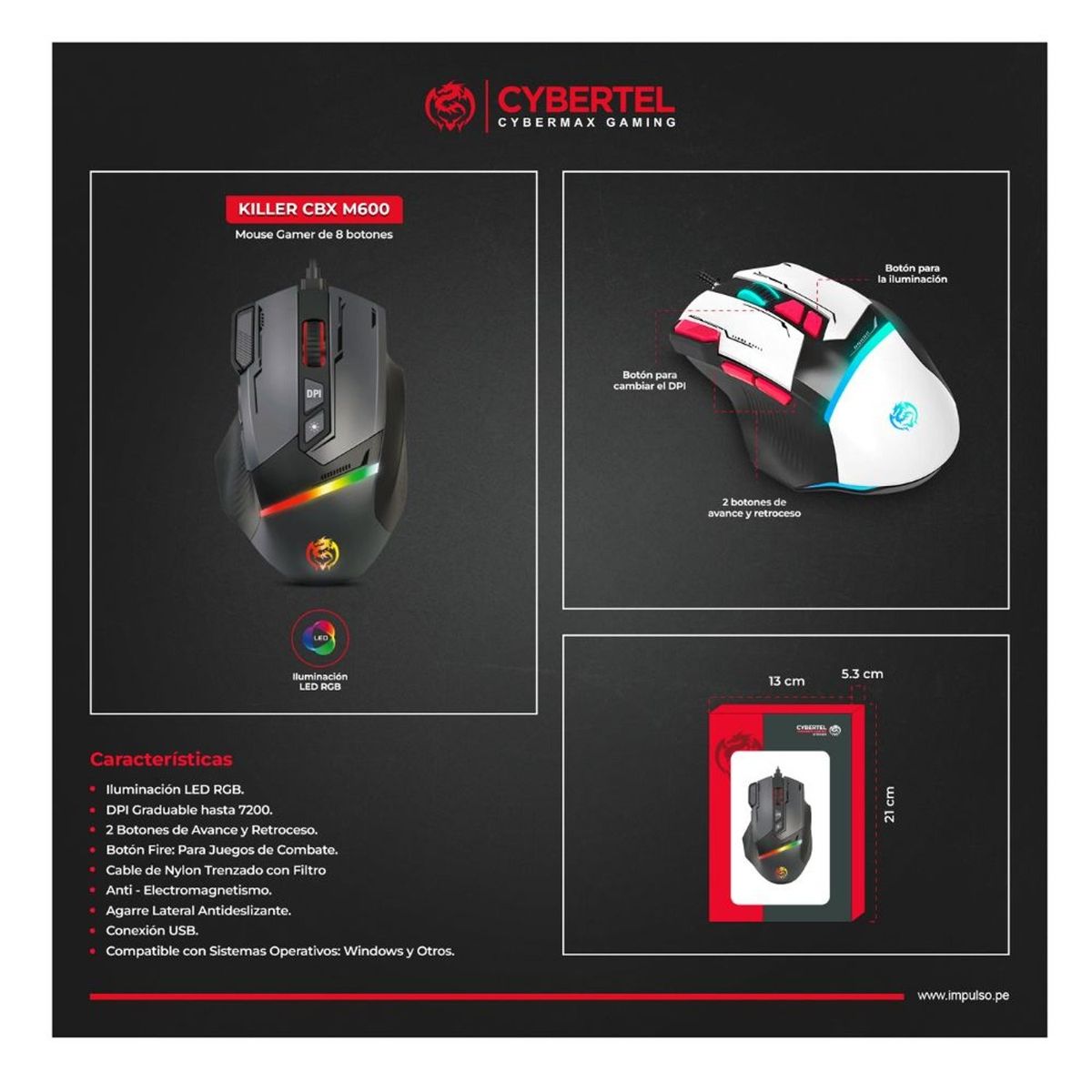 CYBERTEL - MOUSE GAMER CYBERTEL KILLER - CBX M600 RGB