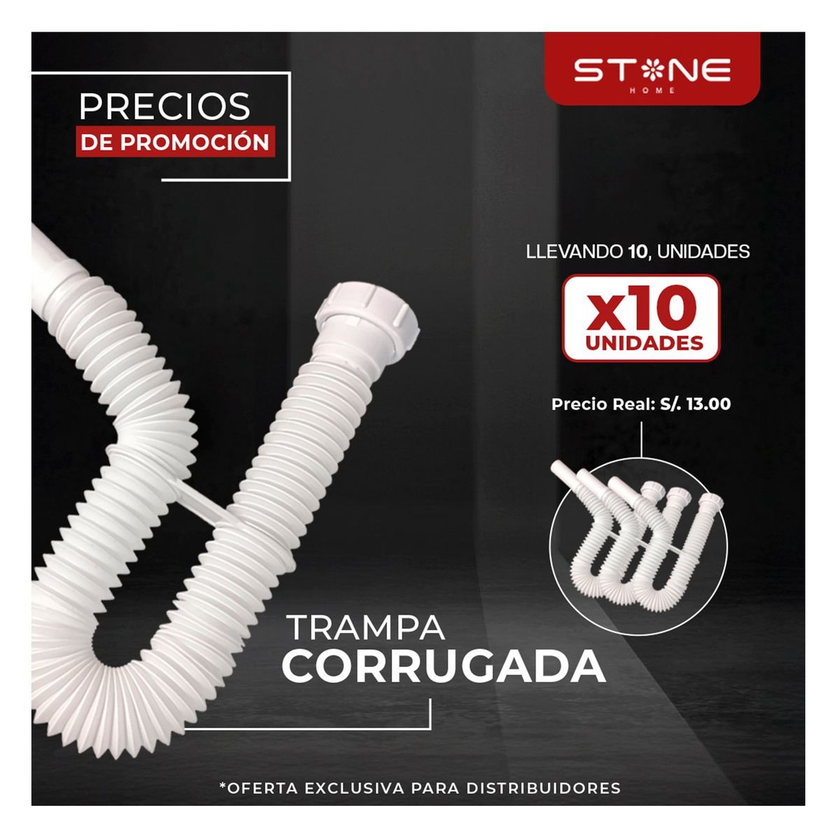 STONE - PACK DE 10 UNIDADES DE TRAMPA CORRUGADA UNIVERSAL PVC STONE