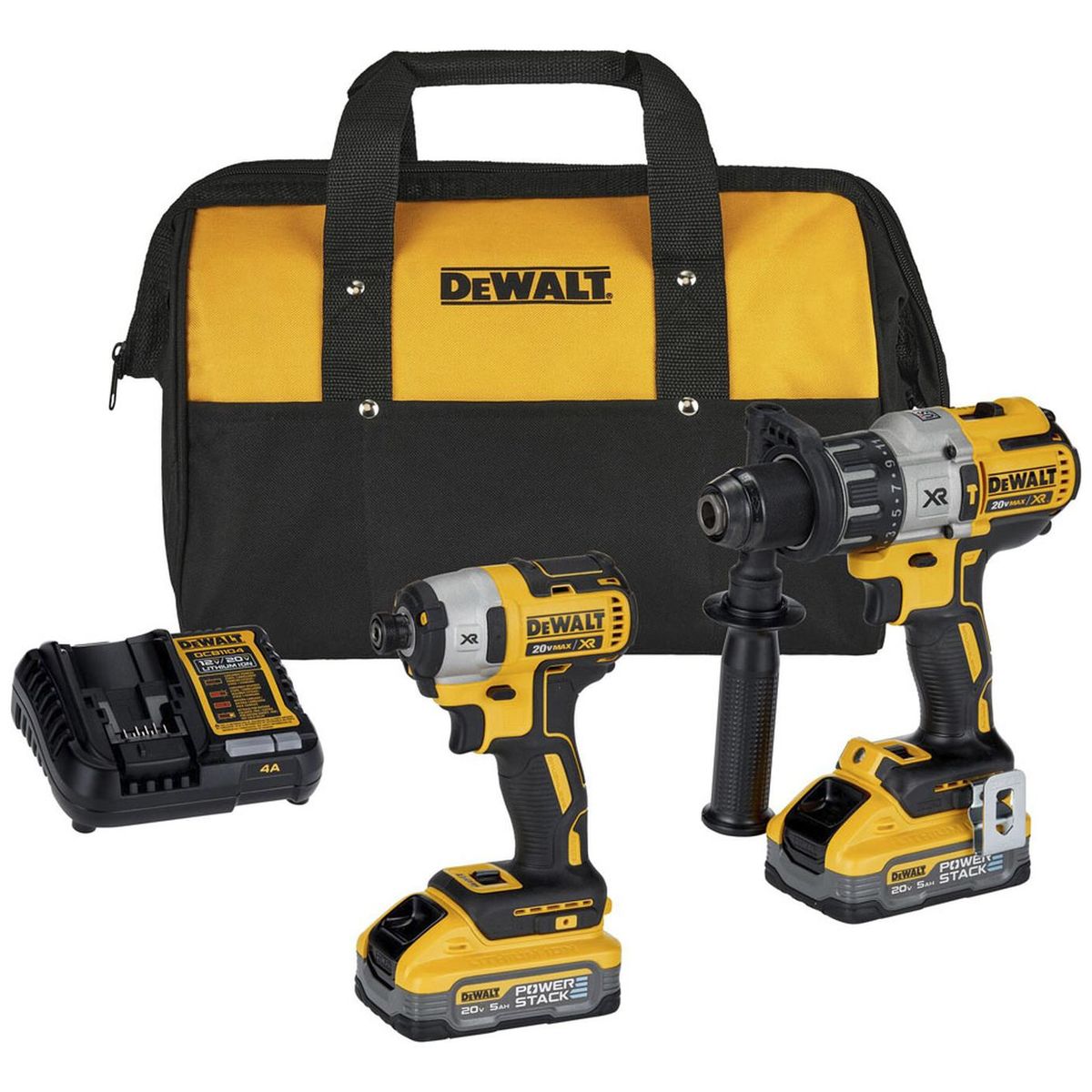 DEWALT - Taladro Percutor 12 + Atornillador 14 20V XR Inc Bat y Carg Dewalt DCK299H2-B2