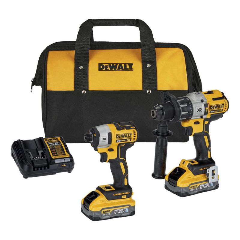 DEWALT - Taladro Percutor 12 + Atornillador 14 20V XR Inc Bat y Carg Dewalt DCK299H2-B2
