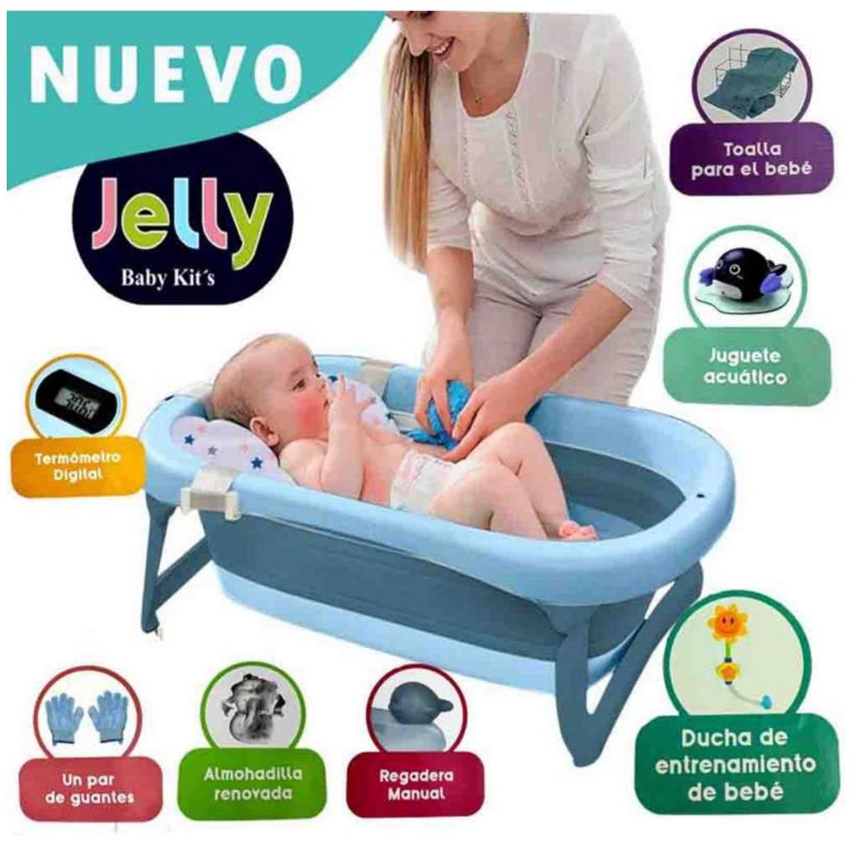BABY KITS - Tina Pleglable JELLY Con Termostato BLUE
