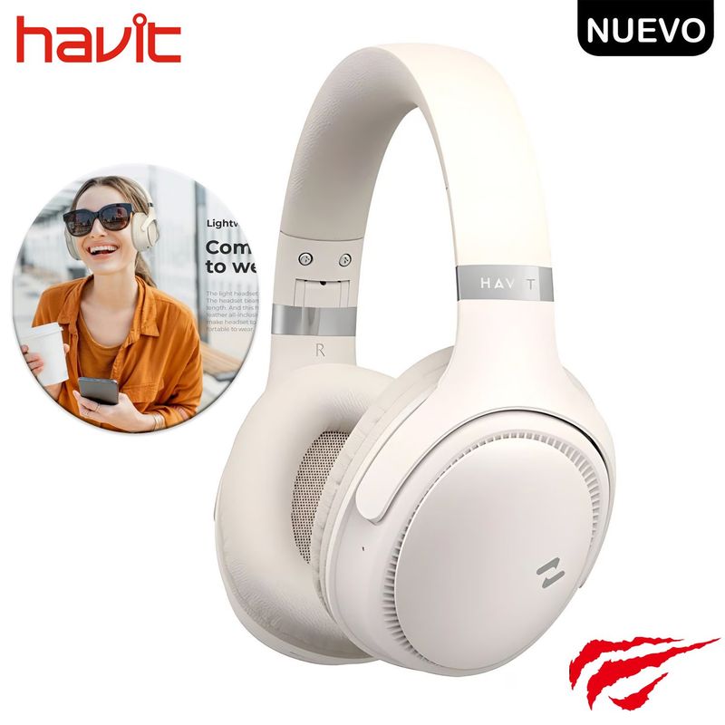 HAVIT - Audífono Inalámbrico Bluetooth Havit H630BT Multifunción FM 55H beige