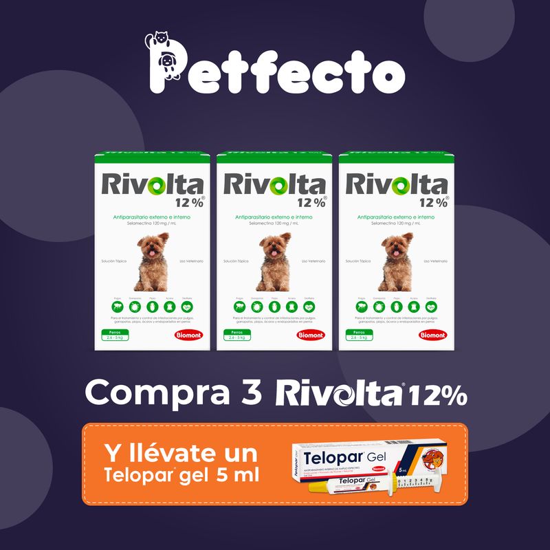 RIVOLTA - ANTIPULGAS RIVOLTA 12% X 0.25 mL (2.6 - 5 kg.) - 3 PIPETAS