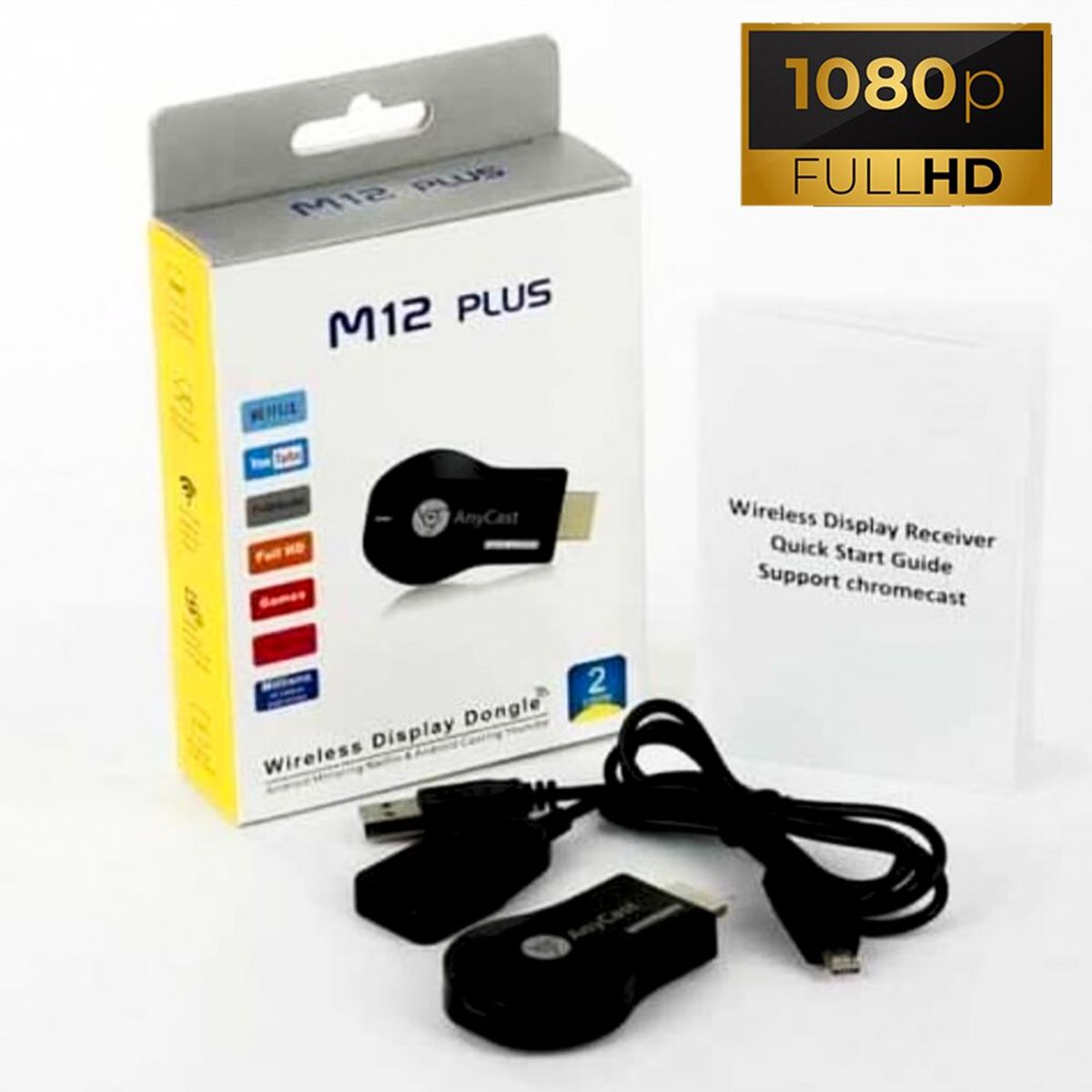 INTERLUD - Anycast Proyección M12 Plus Chromecast Android TV Smart 1080P HD