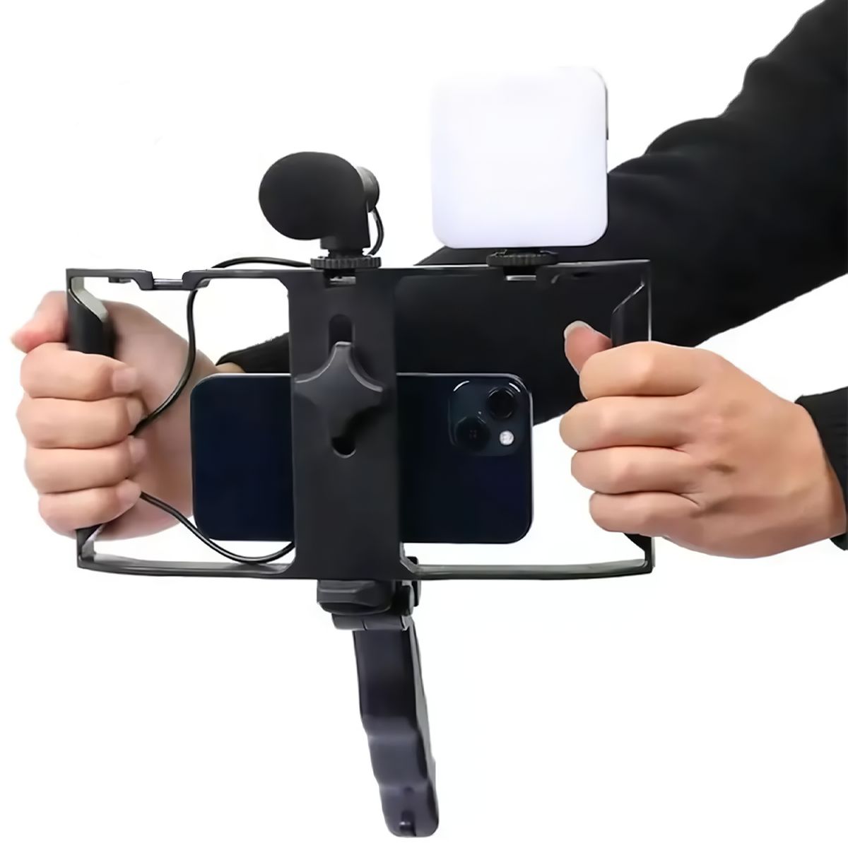 GENERICO - Kit Soporte De Grabación Micrófono Luz LED Mini Trípode