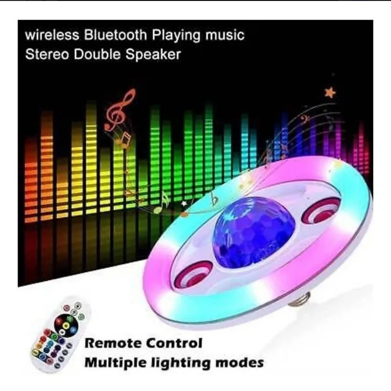 GENERICO - FOCO DOBLE PARLANTE BLUETOOTH MULTICOLOR 100W